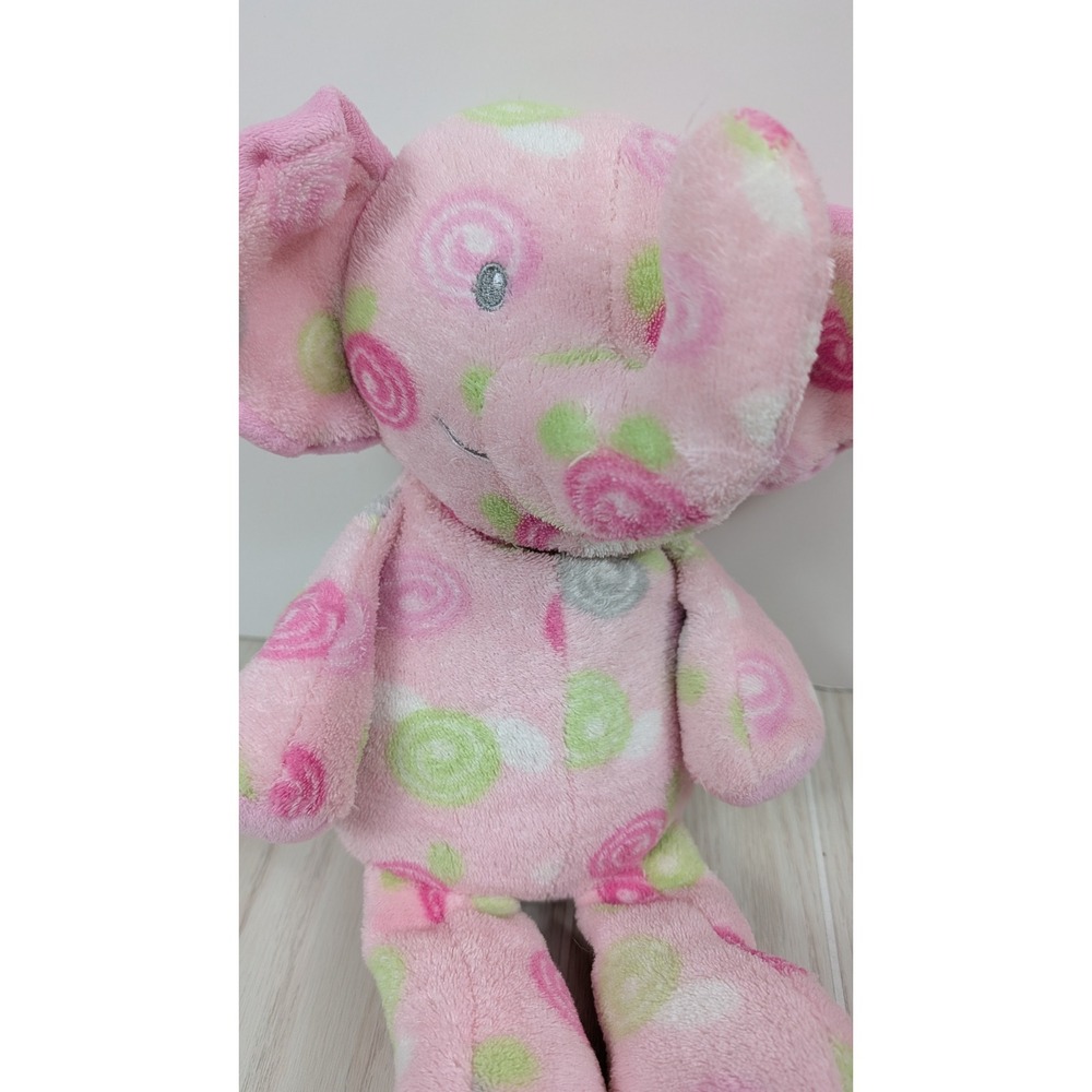 Nursery Rhyme Elephant Plush Pink Floral Swirls Soft Stuffed Animal Baby Toy - Picture 4 of 4